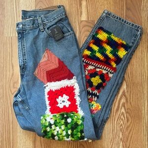 Urban Renewal Colorful Patchwork Levi's 550 Straight Leg Jeans size 14 L